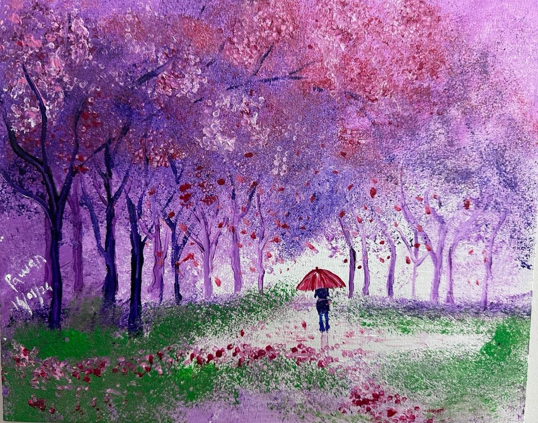 Walk in garden painting by Dr Pawan Mittal NHCA